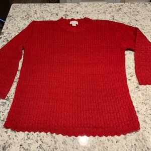 Red Doncaster sweater open knit size medium very pretty excellent condition